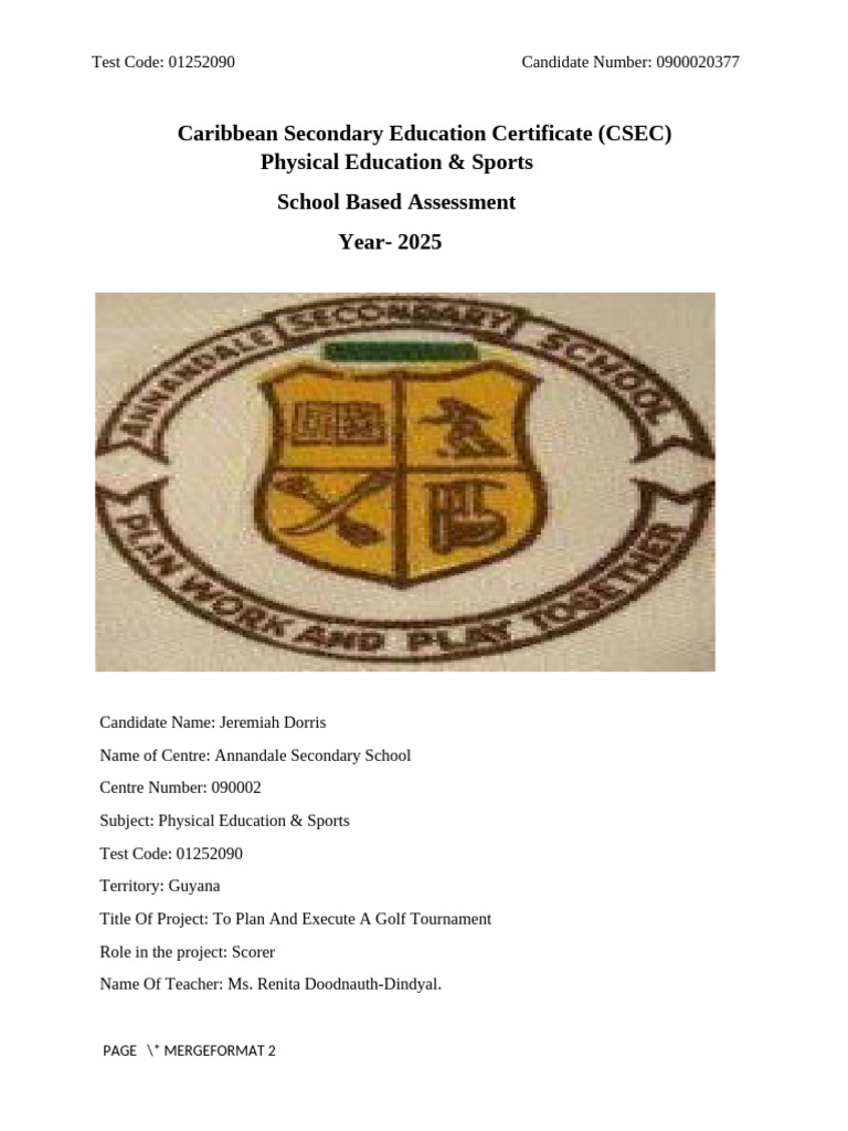 Carribean Secondary Education Certificate (Jeremiah Dorris) Complete ...