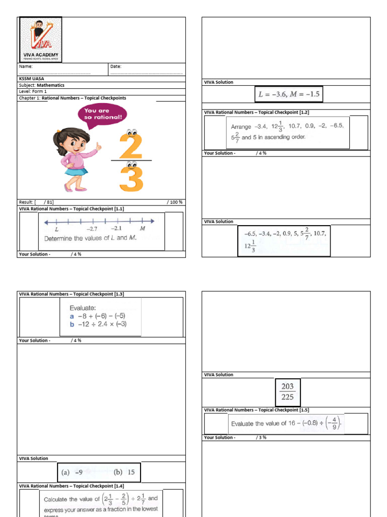 Rational Numbers - Topical - Checkpoints | PDF | Mathematics