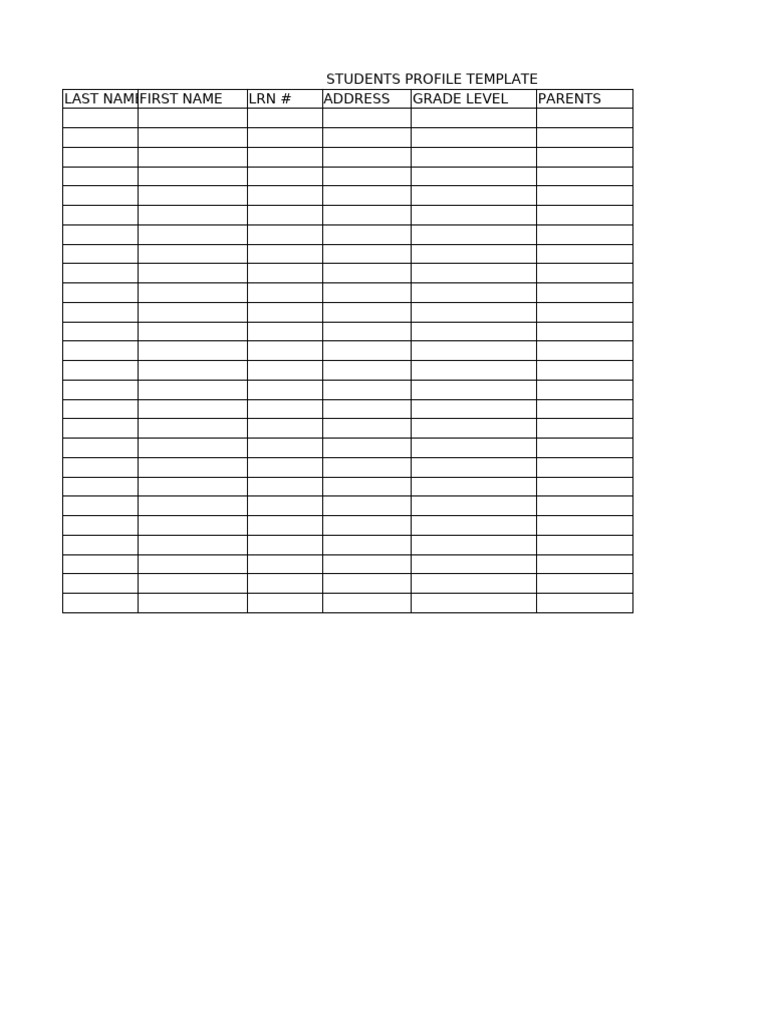 Students Profile Template | PDF