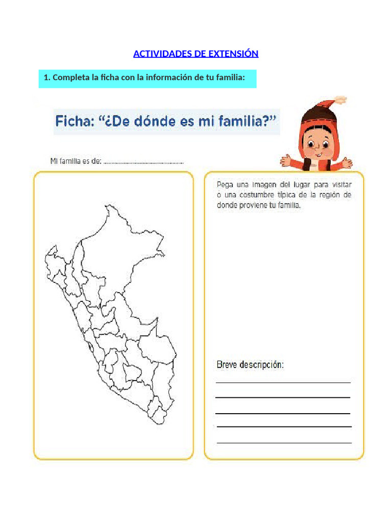 1 Ficha Sem1 4exp Personal Social 1er Primaria | PDF