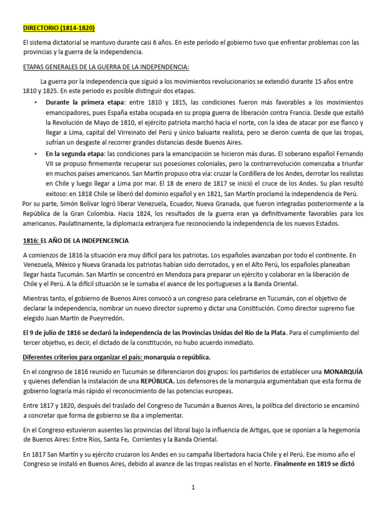 Guerra de Independencia y San Martín | PDF | América del Sur ...