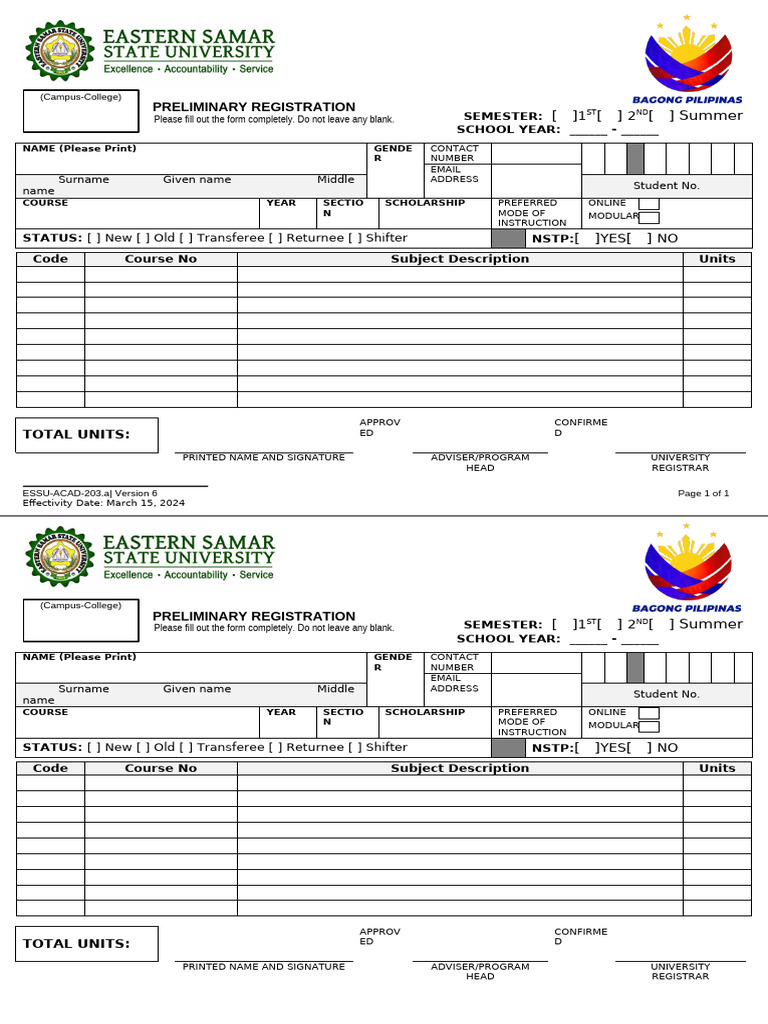 1.ESSU - SIAS ENROLLMENT FORM Legal | PDF