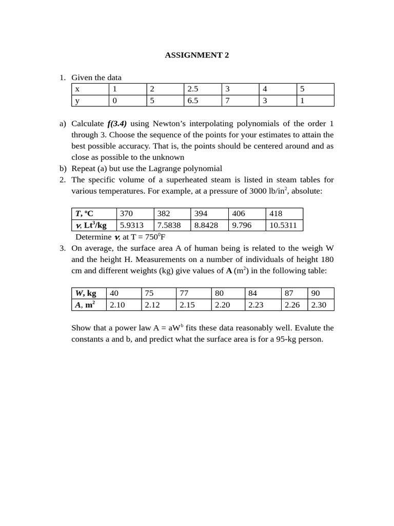 Polynomial Interpolation and Surface Area Analysis | PDF