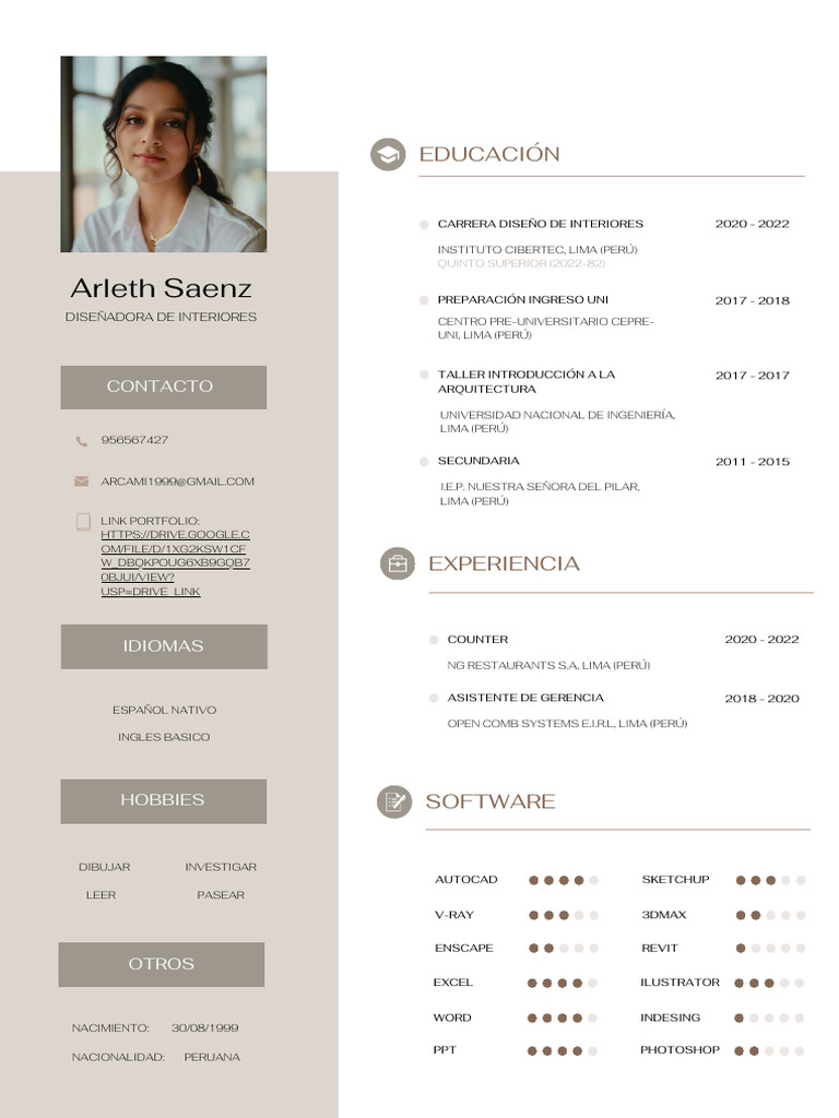 Perfil Profesional de Diseñadora de Interiores | PDF