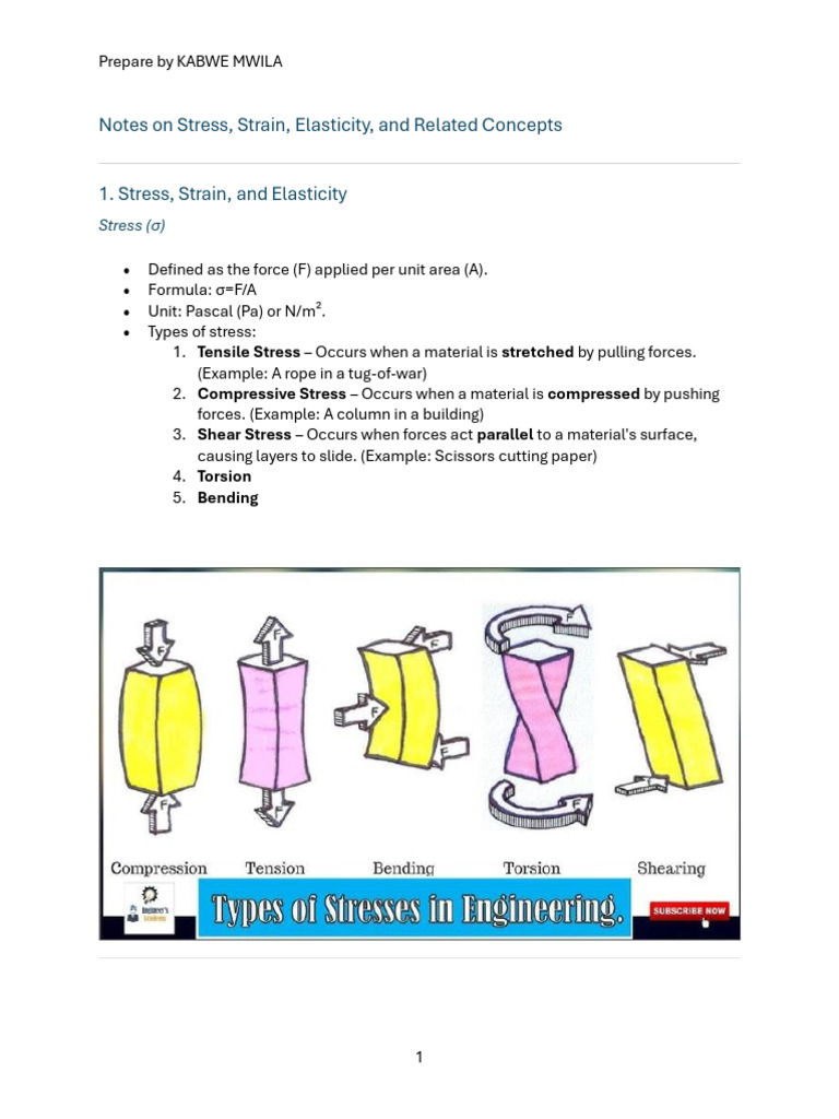 Stress and Strain in Engineering | PDF | Deformation (Engineering ...