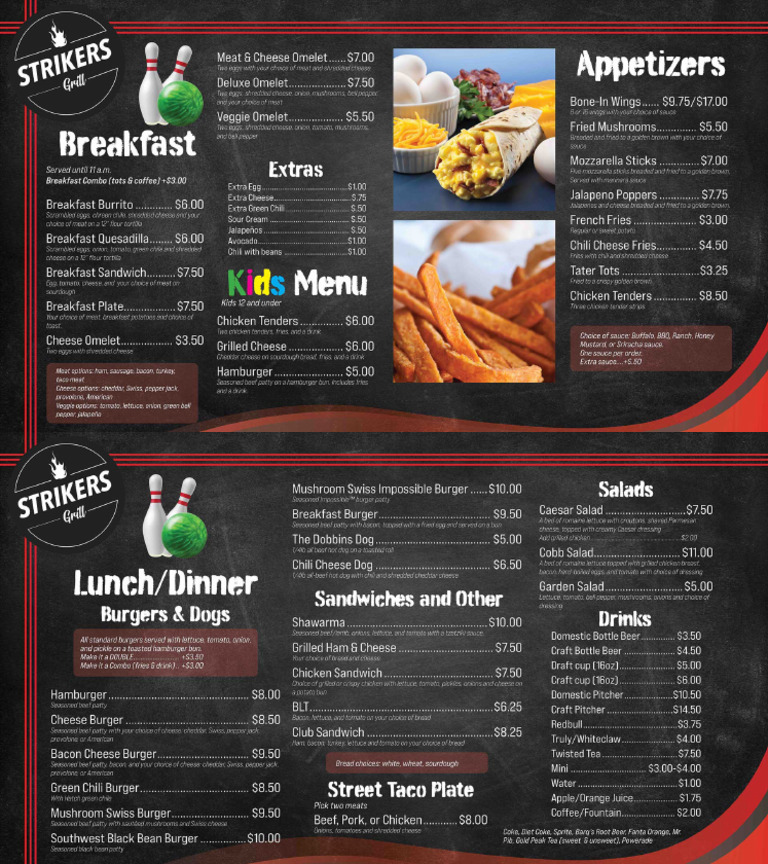 Bowling Menu 2023 | PDF