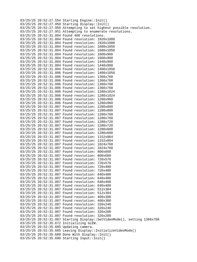 Game Engine Initialization Log | PDF | Computing | Film And Video ...