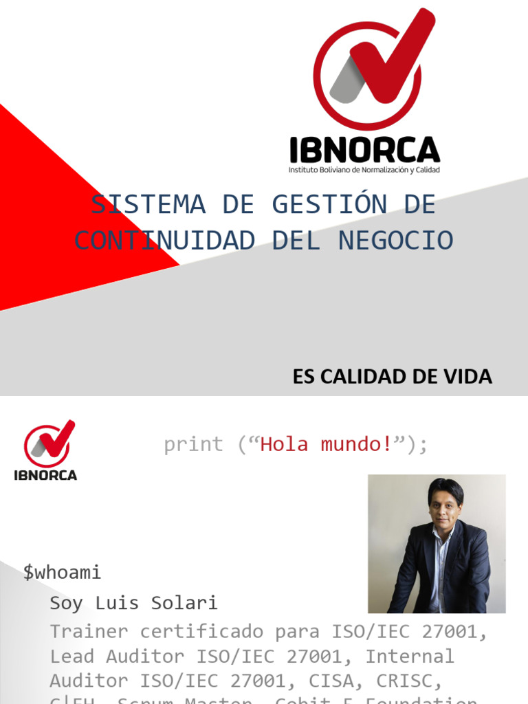 Gestión de Continuidad del Negocio | PDF | La seguridad informática ...