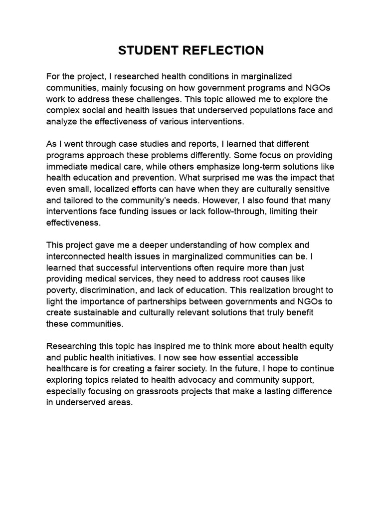 Student Reflection Sample | PDF