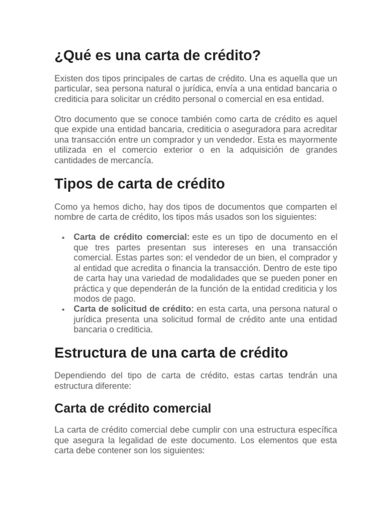 Qué es una carta de crédito | PDF | Carta de crédito | Bancos