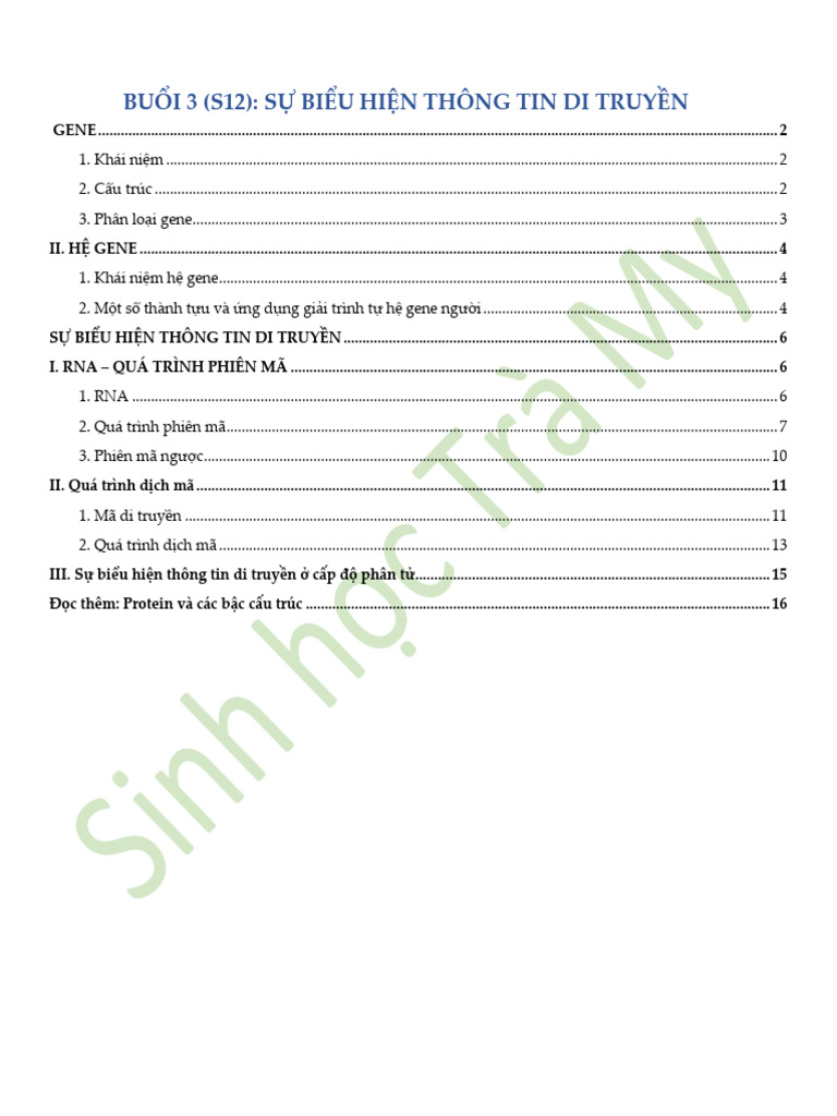 BU I 3 (S12) : S BI UHI N Thông Tin Di Truy N | PDF