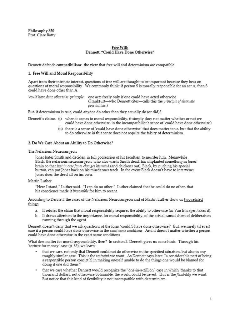 Free Will and Moral Responsibility Explained | PDF | Free Will ...