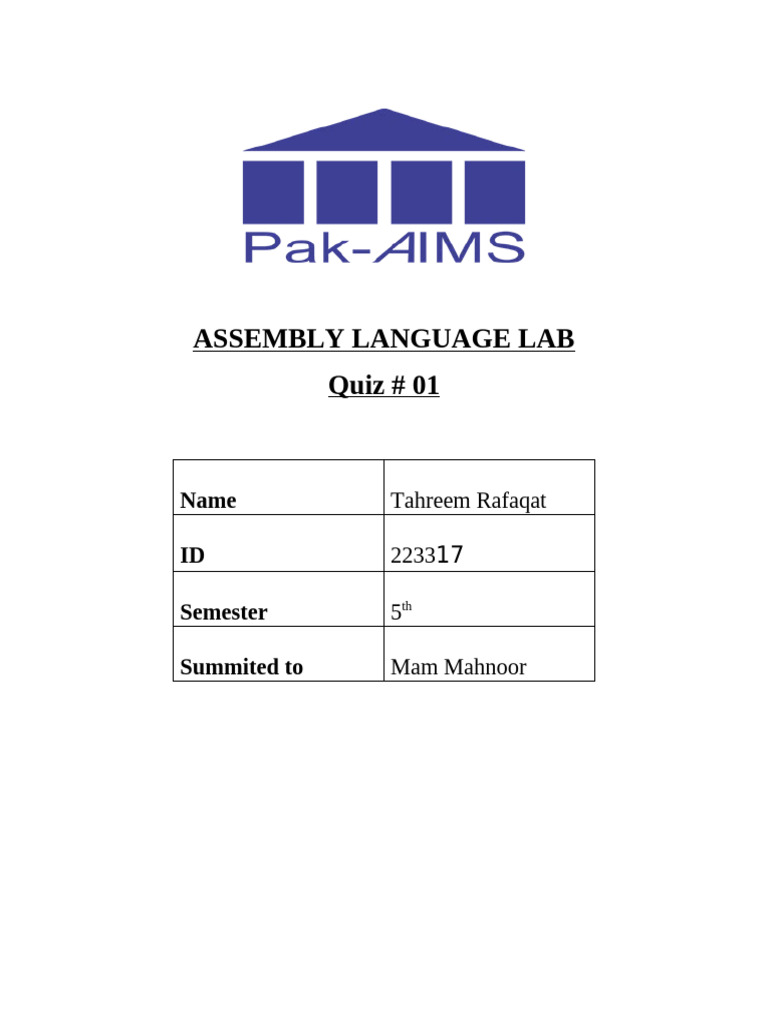 Lab Quiz 1 Pdf