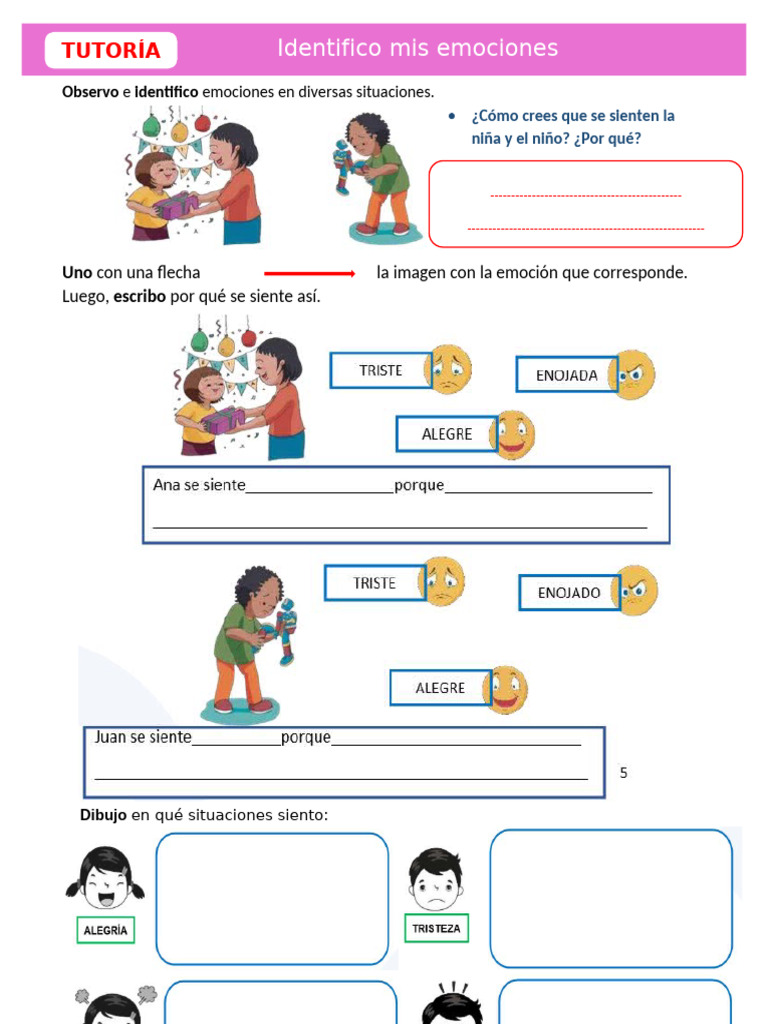 D1 A2 FICHA TUT. Identifico mis emociones | PDF