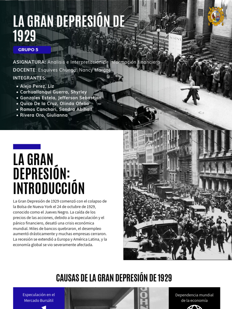 GRUPO 5 La Gran Depresión de 1929 | PDF | Gran depresion | Gran Recesión