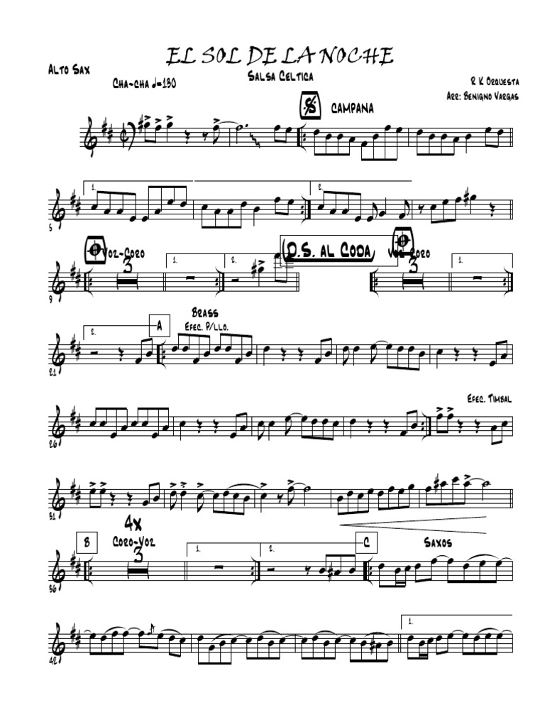 El Sol de La Noche Alto Sax | PDF