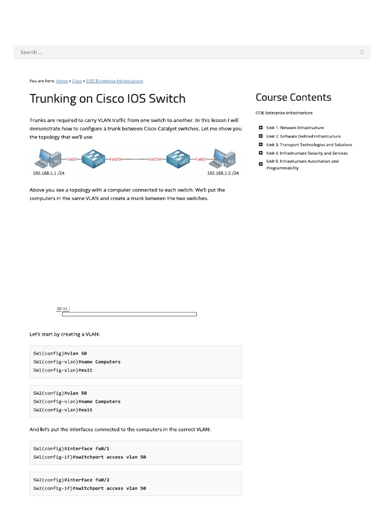 Trunking On Cisco IOS Switch | PDF