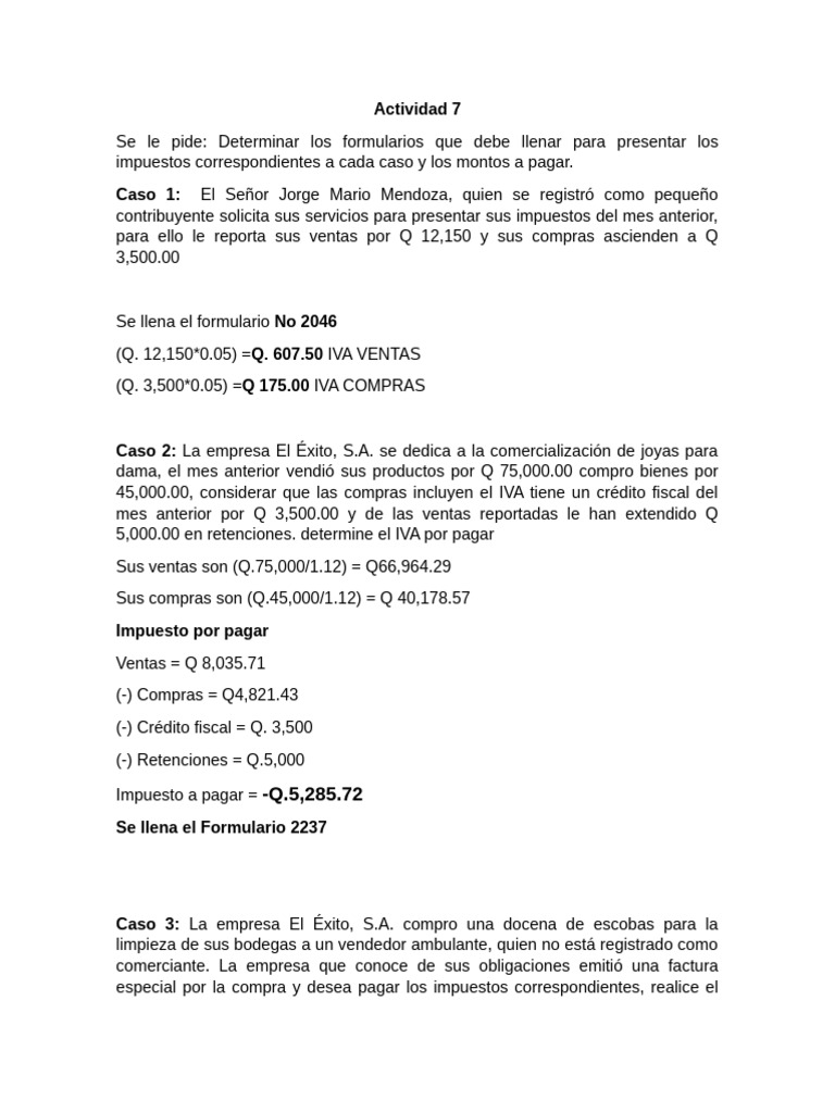 Cálculo de Impuestos y Formularios SAT | PDF | Impuesto al valor ...