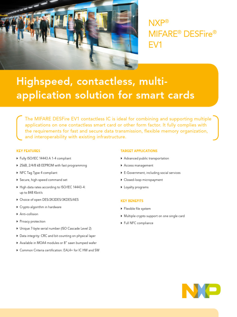 MIFARE DESFire EV1 Product Flyer Web | PDF | Computing | Telecommunications