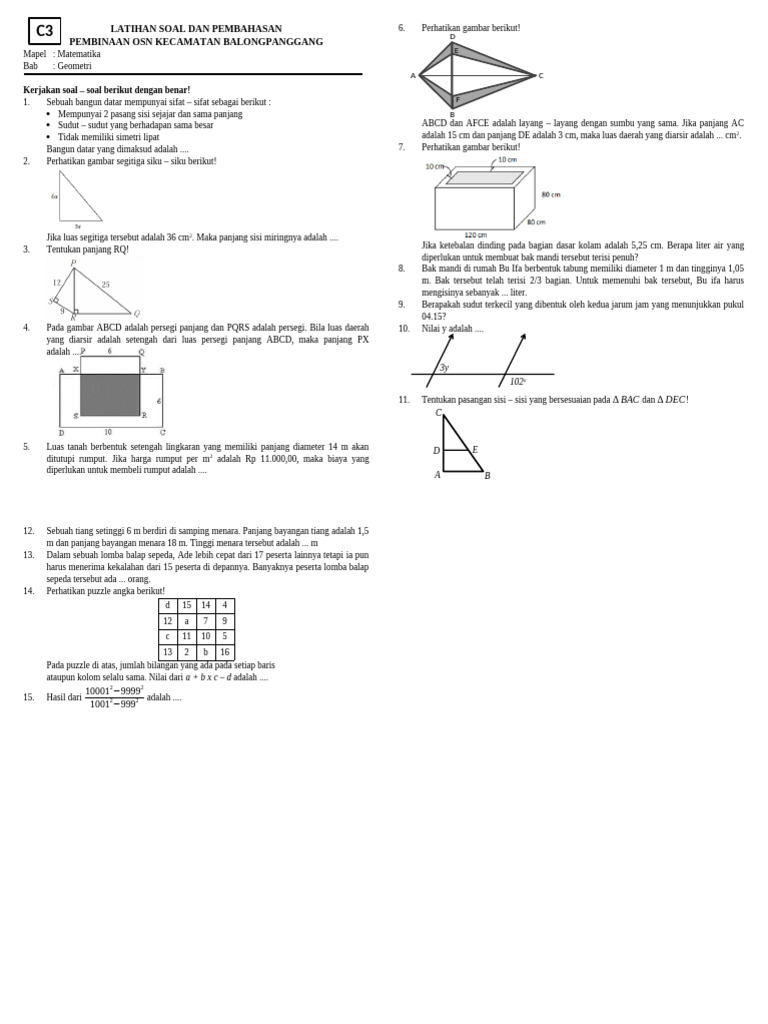 Latihan Soal Geometri Matematika OSN | PDF