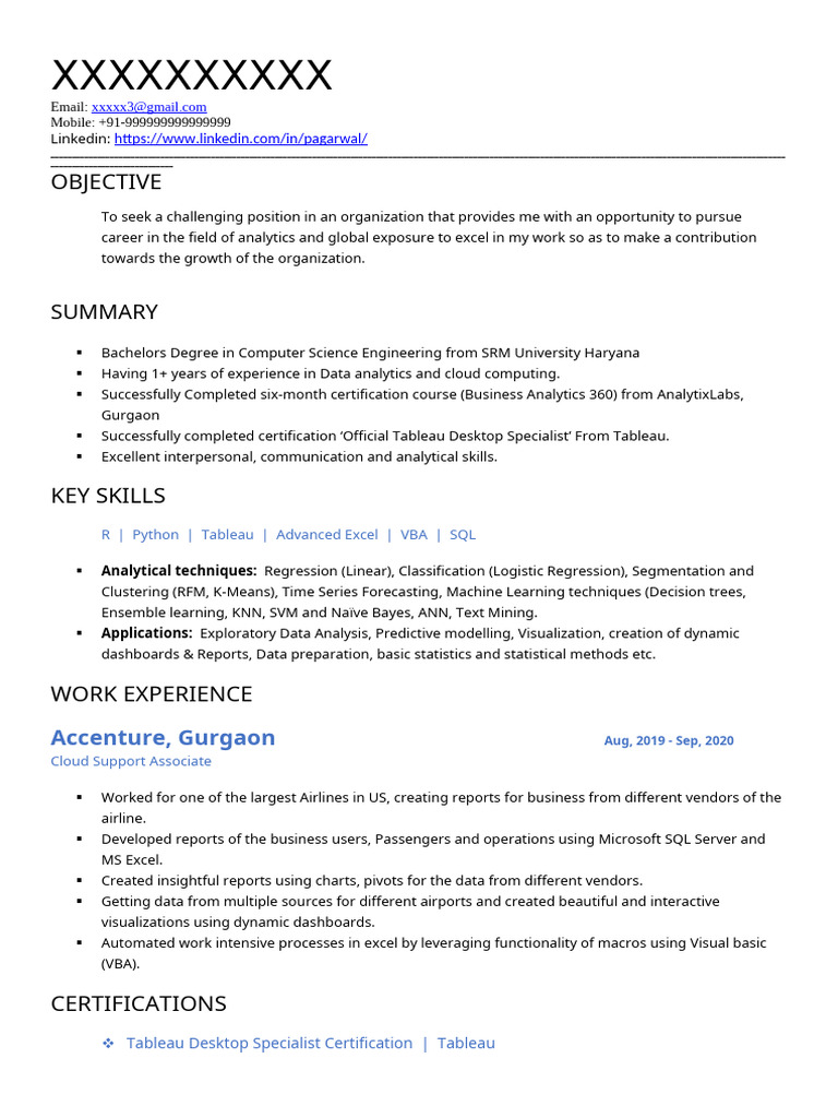 Sample - Resume-1 - 1688986255733 | PDF | Analytics | Market Segmentation