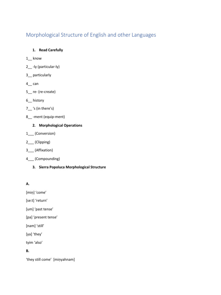 Morphology Assignment Pdf