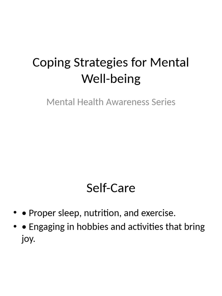 Coping Strategies For Mental Well-Being | PDF