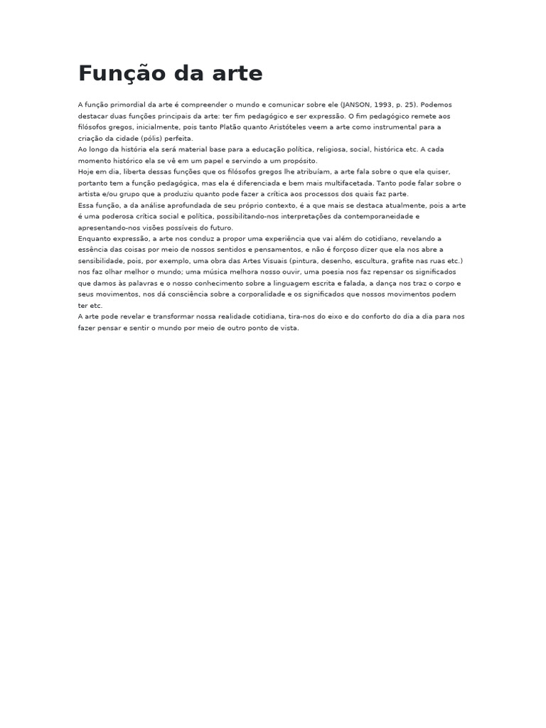 Função Da Arte | PDF