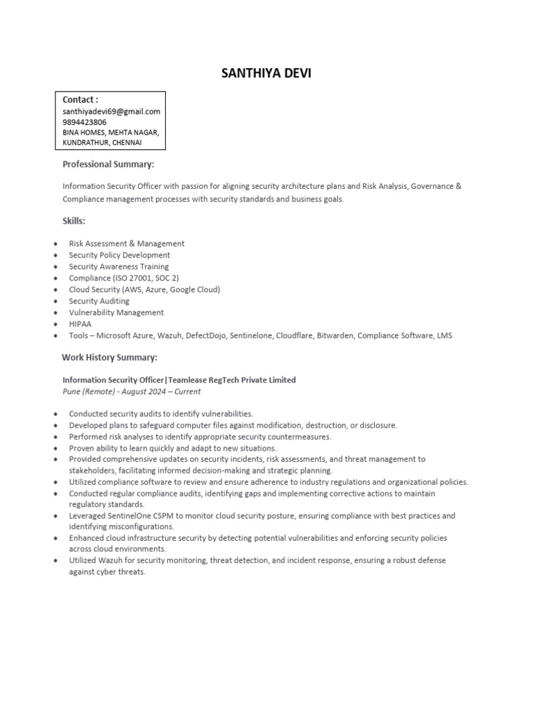 Information Security Officer Profile | PDF | Security | Computer Security