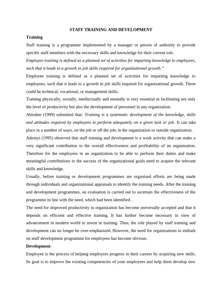 Staff Training and Development Overview | PDF | Learning | Mentorship