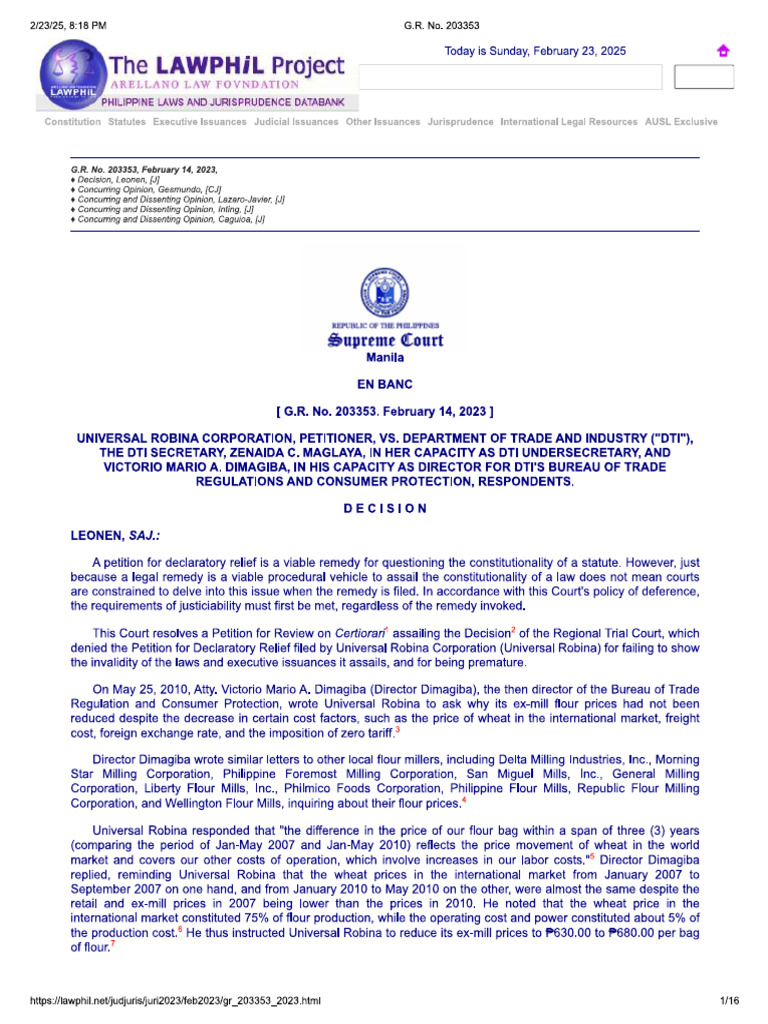 Universal Robina V Dti | PDF
