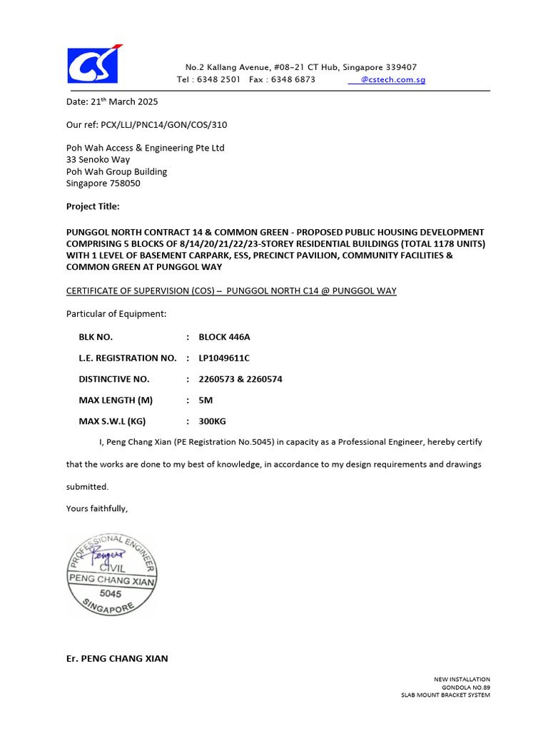 Precise - New Install COS For Gondola No.89 (21-03-25) 310 | PDF