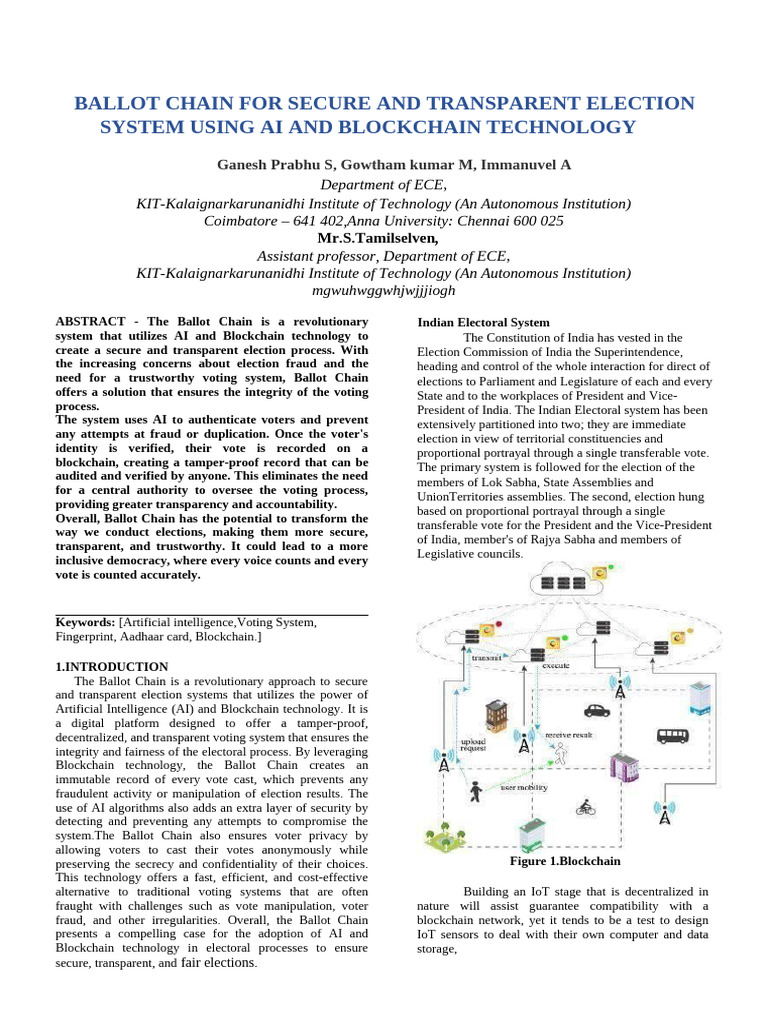 Election System IEEE Paper.1 | PDF | Electronic Voting | Biometrics
