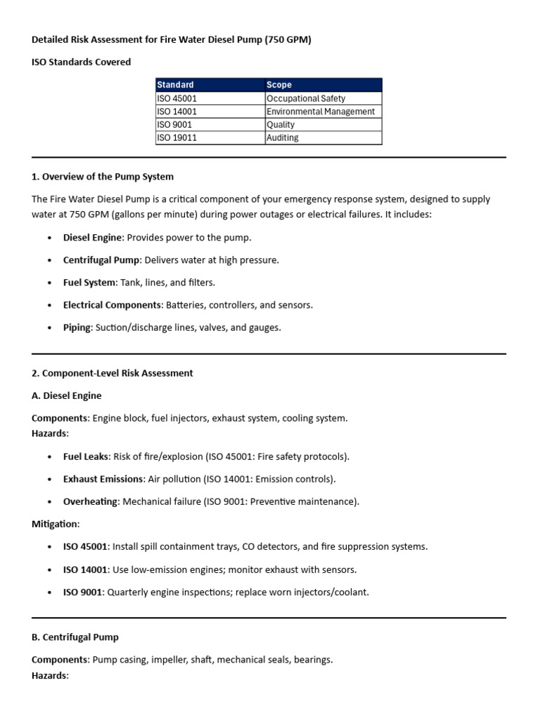 Fire Water Pump Risk Assessment Guide | PDF | Pump | Leak