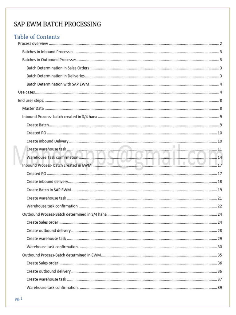 SAP EWM Batch Processing Overview | PDF | Enterprise Resource Planning ...