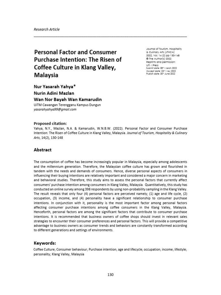 Consumer Purchase Intentions in Klang Valley | PDF | Survey Methodology ...