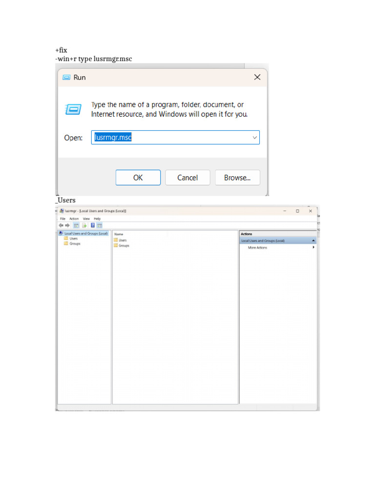 +fix - Win+r Type Lusrmgr - MSC | PDF