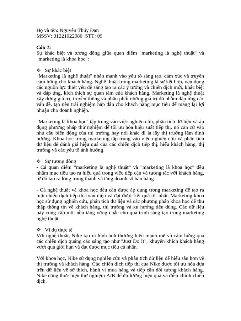 Bài Thi - MCB - MHP118 - STT09 | PDF