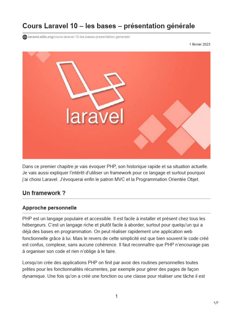 Introduction à Laravel 10 et PHP | PDF | PHP | Modèle-vue-contrôleur
