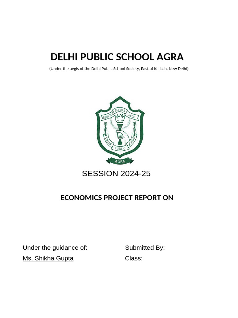 DPS Agra Economics Project Report 2024-25 | PDF