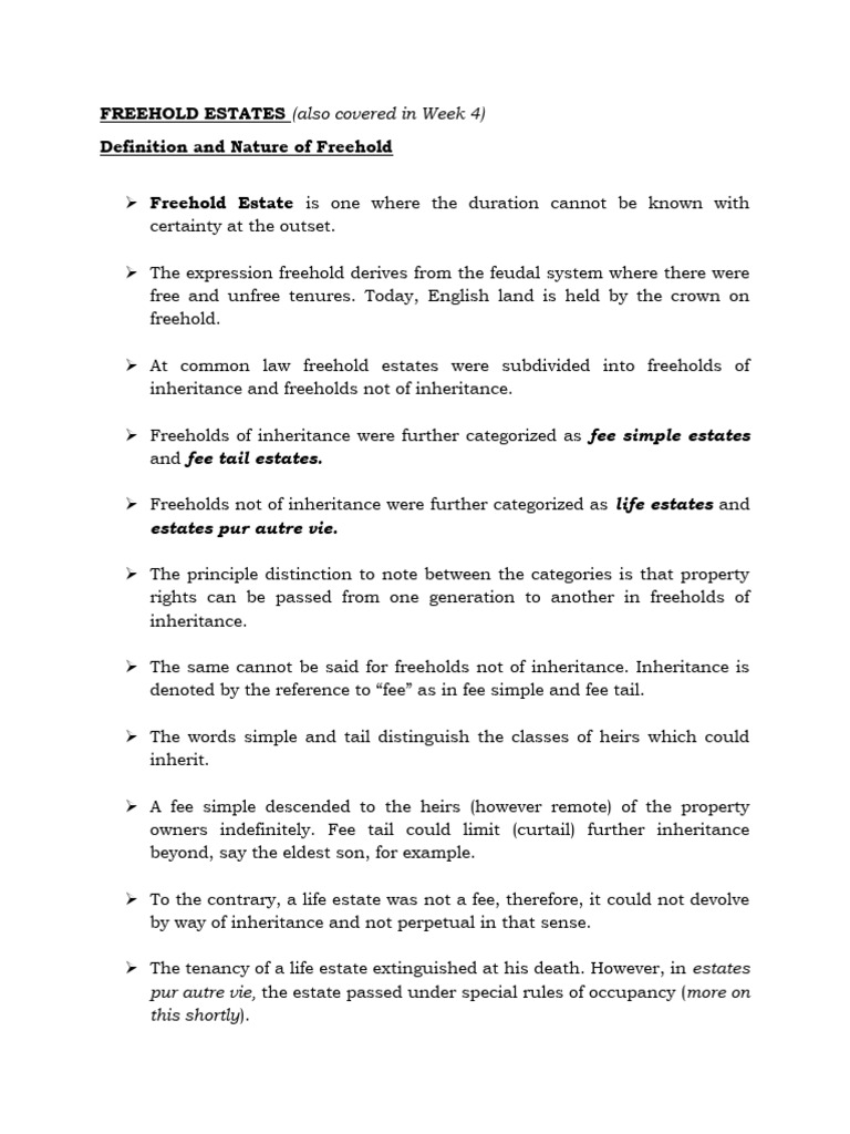 Understanding Freehold Estates Explained | PDF | Fee Simple | Estoppel