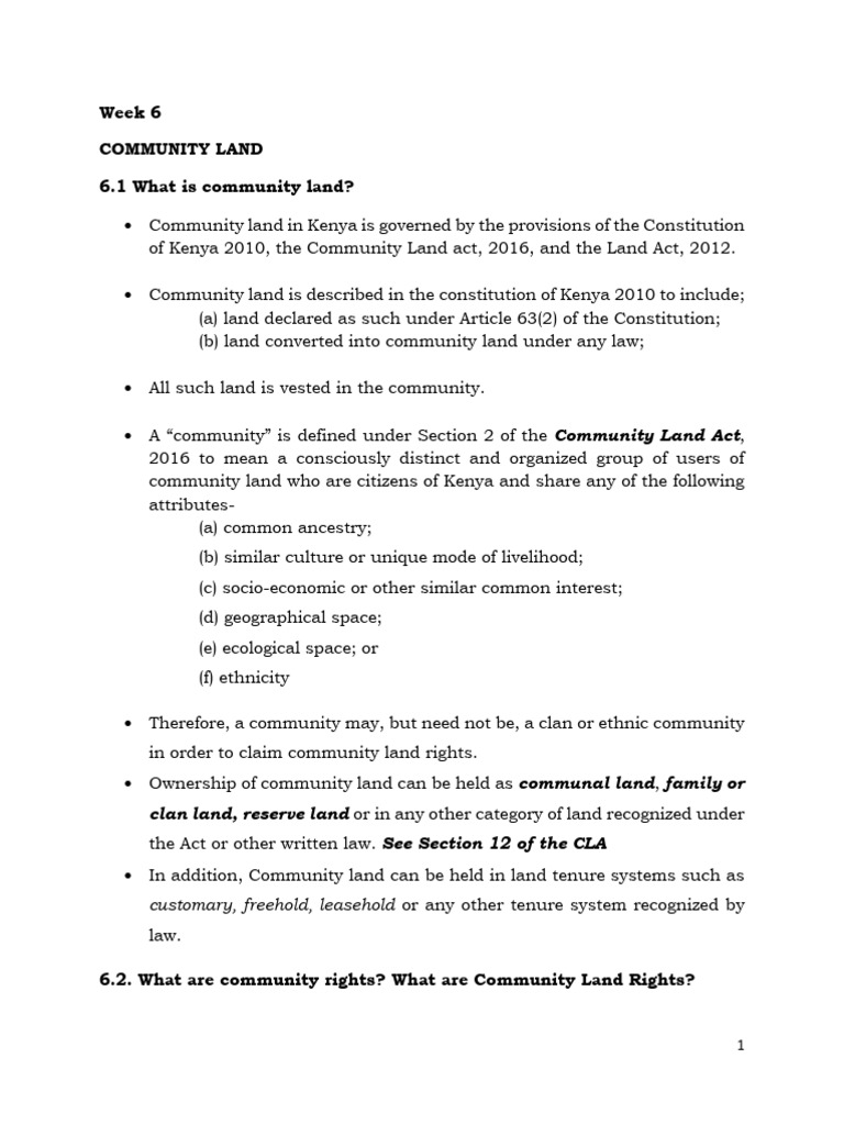 Understanding Community Land in Kenya | PDF | Constitution | Property