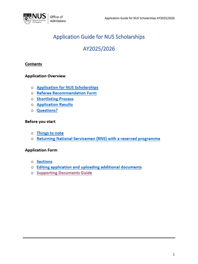 NUS Scholarship Application Guide 2025 | PDF | Login | Computing