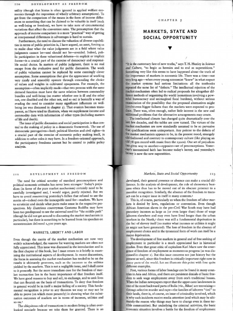 Sen - CH 5 Markets, State and Social Opportunity | PDF