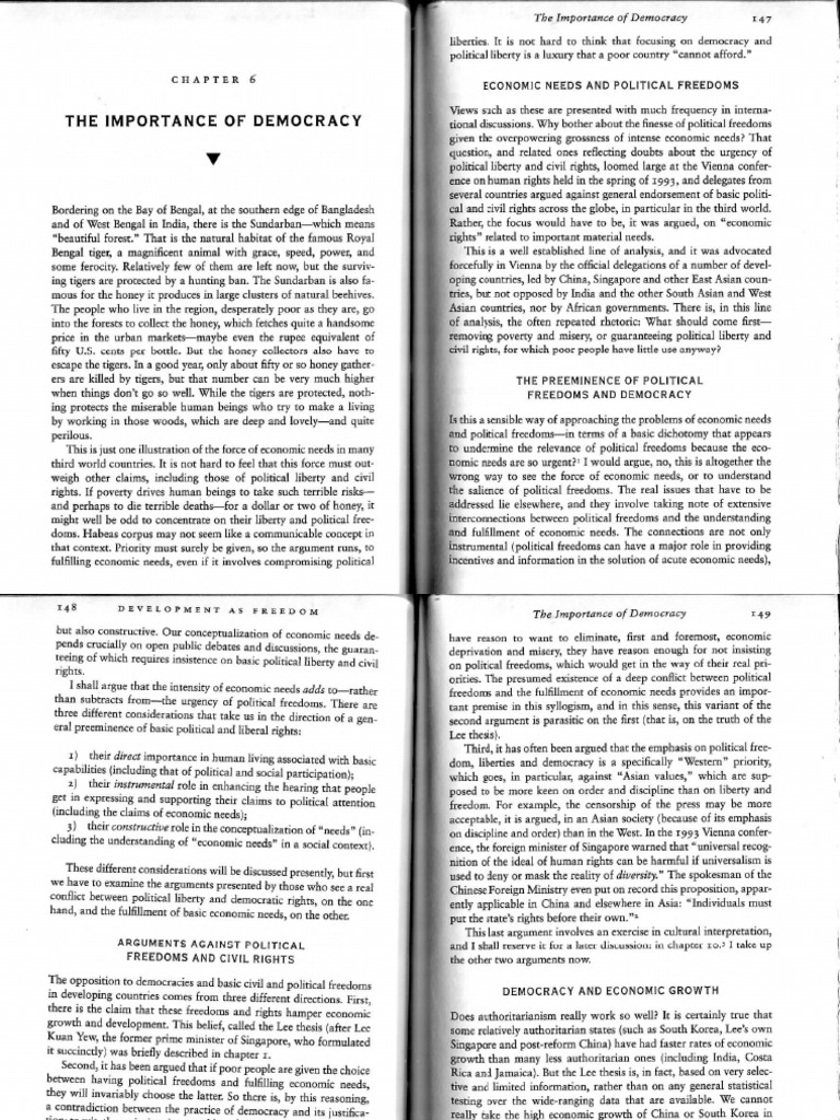 Sen - CH 6 The Importance of Democracy | PDF