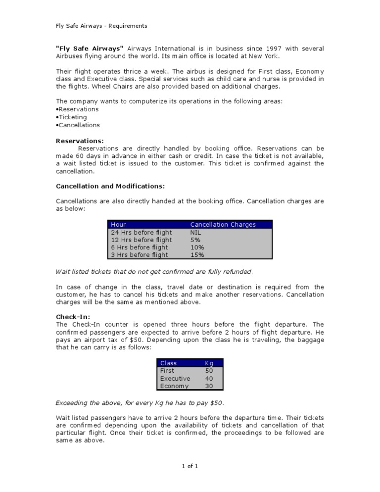 Fly Safe Airways: Operations Overview | PDF | Business