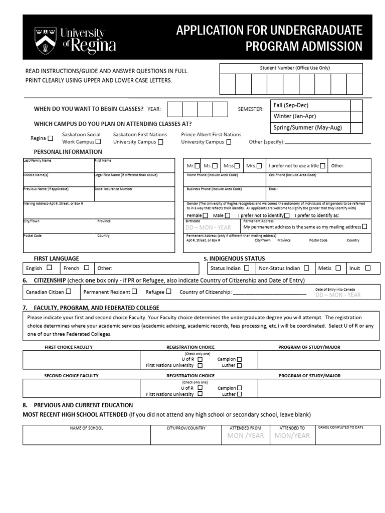 University of Regina Admission Application | PDF | Justice | Crime ...