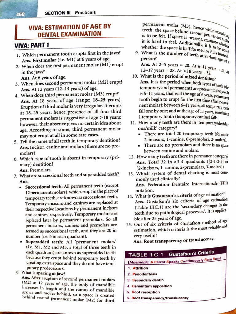 Age Viva | PDF | Tooth | Dental Anatomy