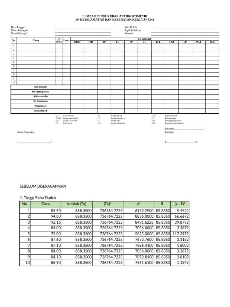 Rumus Anthropometri Rev | PDF