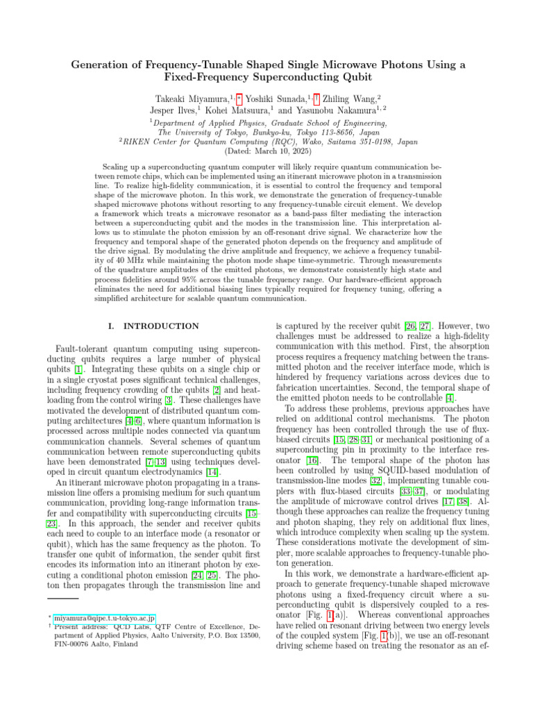 Generation of Frequency-Tunable Shaped Single Microwave Photons Using A ...